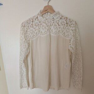 Sandro Silk Lace Blouse